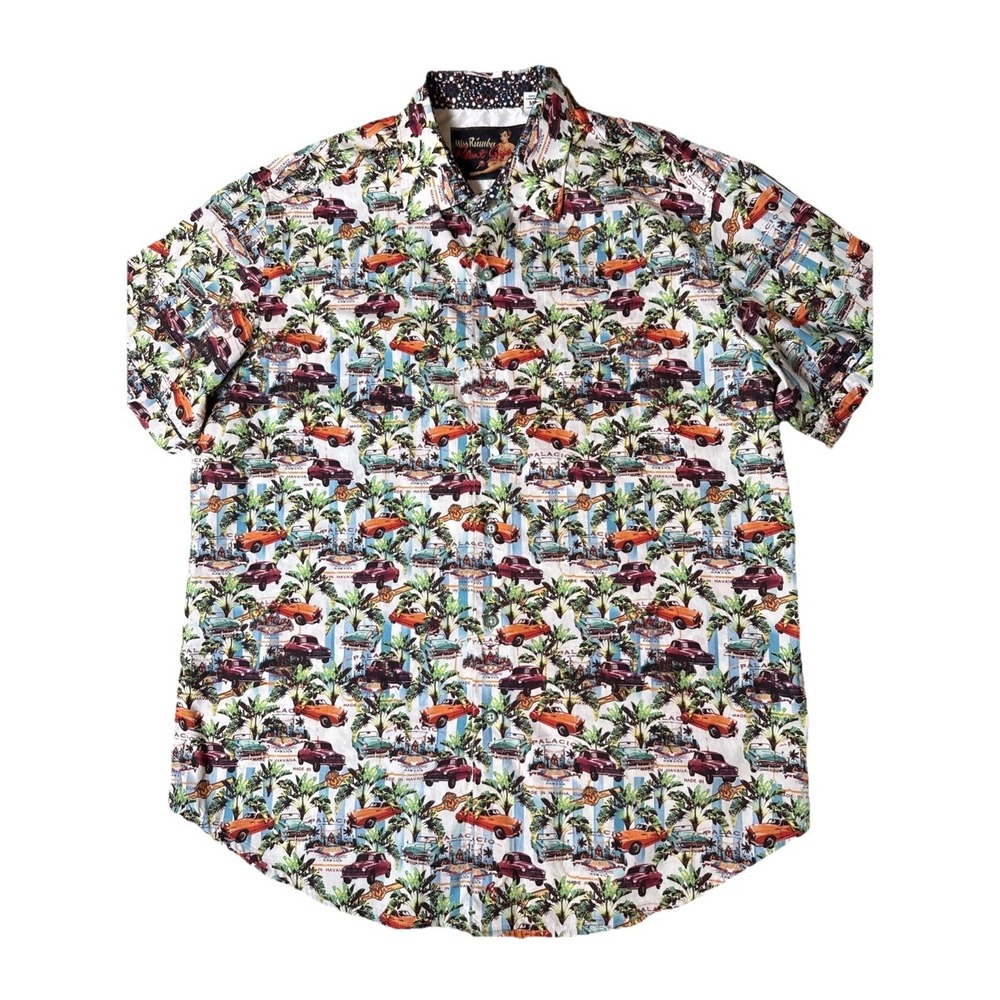 Robert Graham Men's M Get Away Havana Short Sleeve Cotton Shirt